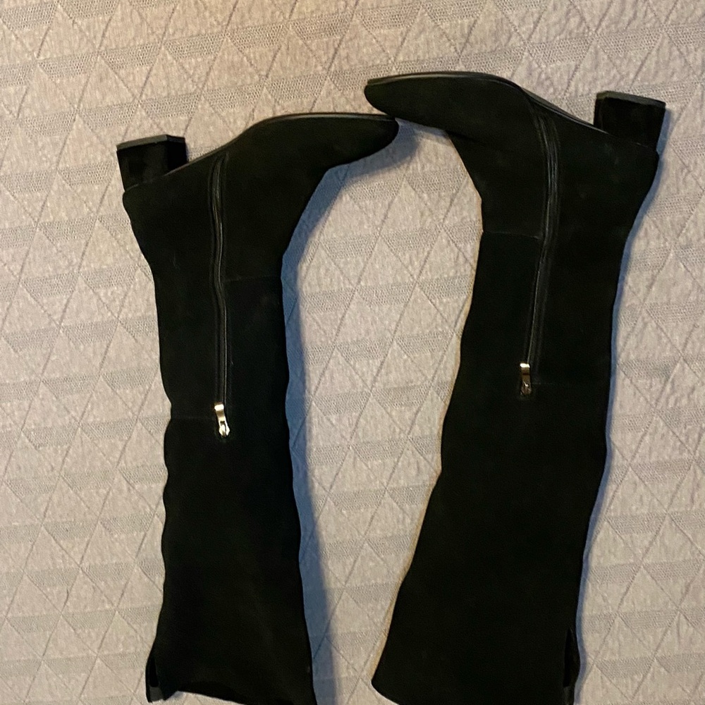 9.5 Suede Black Over-the-Knee Boots w/side zipper